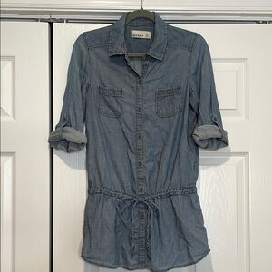 Old Navy Womens Denim Button Up‎ Tunic Top Size S Y2K Preppy Classic Everyday